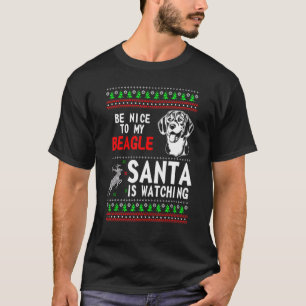 T-shirt Be Nice To My Beagle Santa Is Watching Vintage Chr