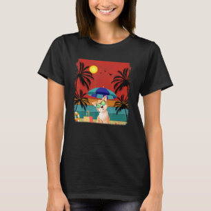 T-shirt Beach Coconut Tree Retro American Eskimo Chien Sum