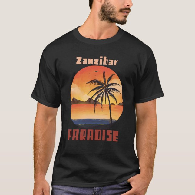 T-shirt Beach Ocean Vacation Zanzibar Surfing Palm tree Su (Devant)