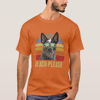 T-shirt Beach Please Australian Cattle Dog Dog Funny Summe