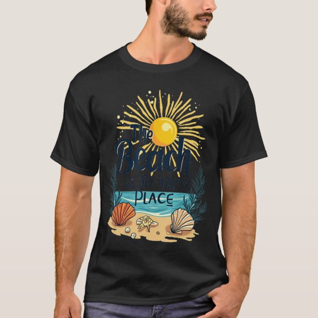 T-shirt Beach Shirt Women The Beach is My Happy Place Casu (Devant)
