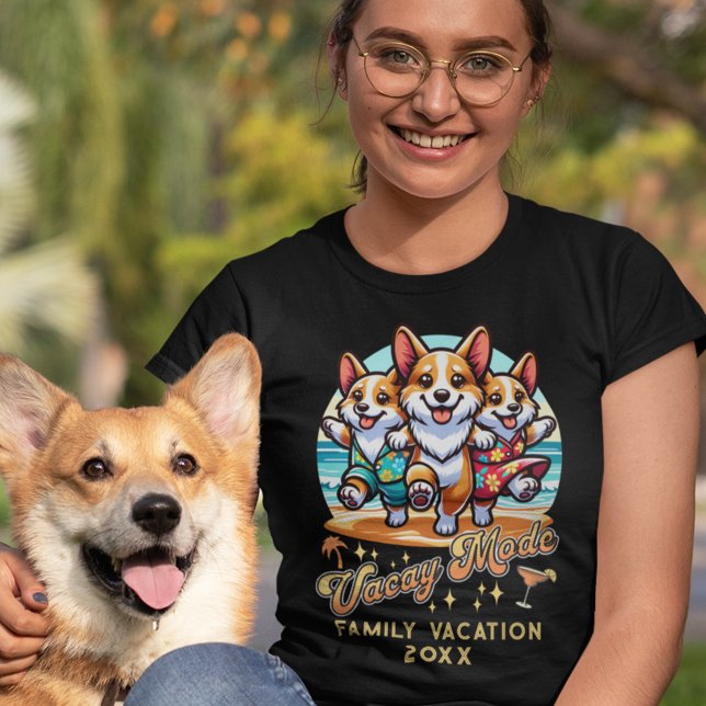 T-shirt Beach Vacay Mode Funny Corgis Vacances en famille (Créateur téléchargé)