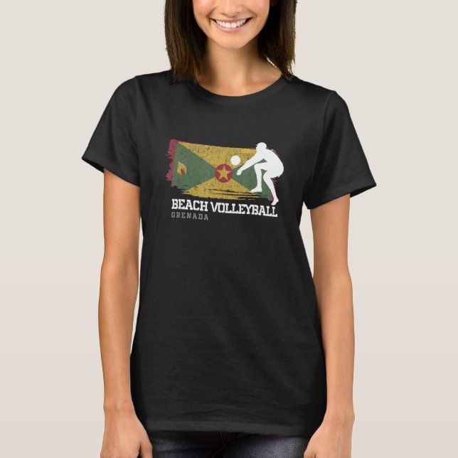 T-shirt Beach Volleyball Grenade Drapeau Aimer Volleyball  (Devant)
