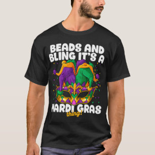 T-shirt Beads and bling it's a Mardi gras thing Carnival M