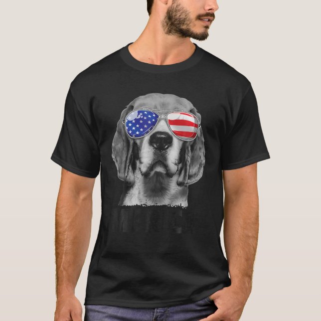 T-shirt Beagle 4 juillet Merica Lunettes de soleil Hommes  (Devant)