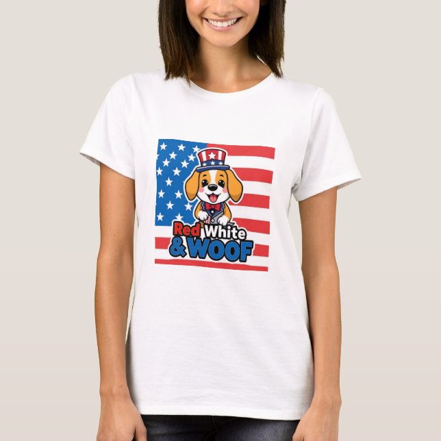 T-shirt Beagle américain Red White & Woof (Devant)