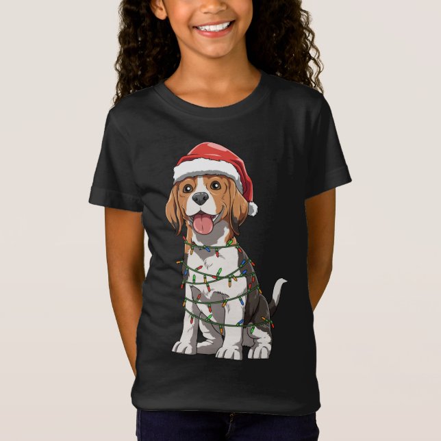T-Shirt Beagle Avec Santa Hat Noël Thème Beagle Amour (Devant)