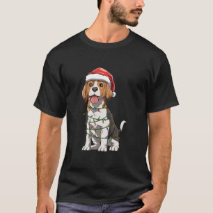 T-shirt Beagle Avec Santa Hat Noël Thème Beagle Amour