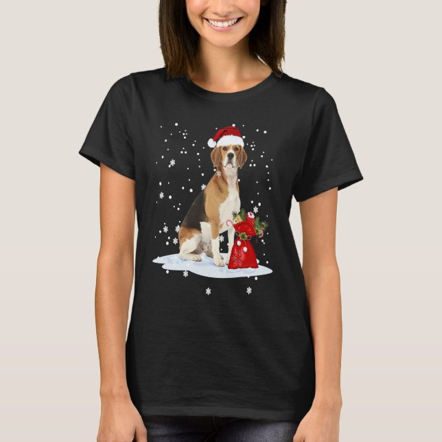 T-shirt Beagle Christmas  Santa Hat Animal  Kids (Devant)