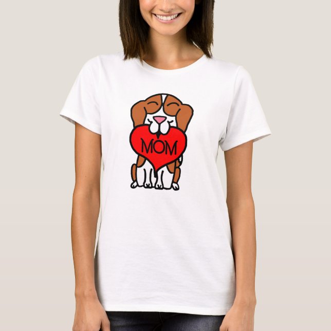 T-shirt Beagle de caricature cardiaque maman (Devant)