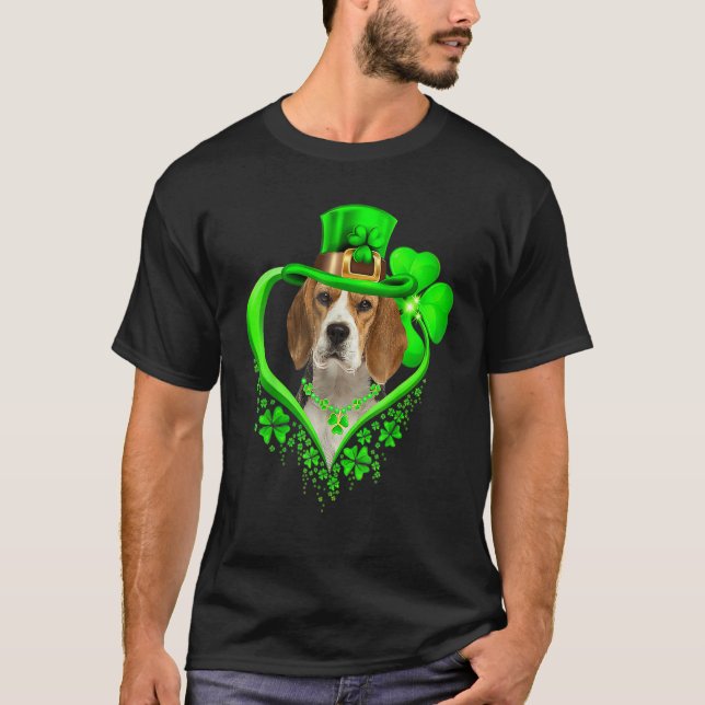 T-shirt Beagle Dog St Patricks Day Lover Irish Shamrock (Devant)