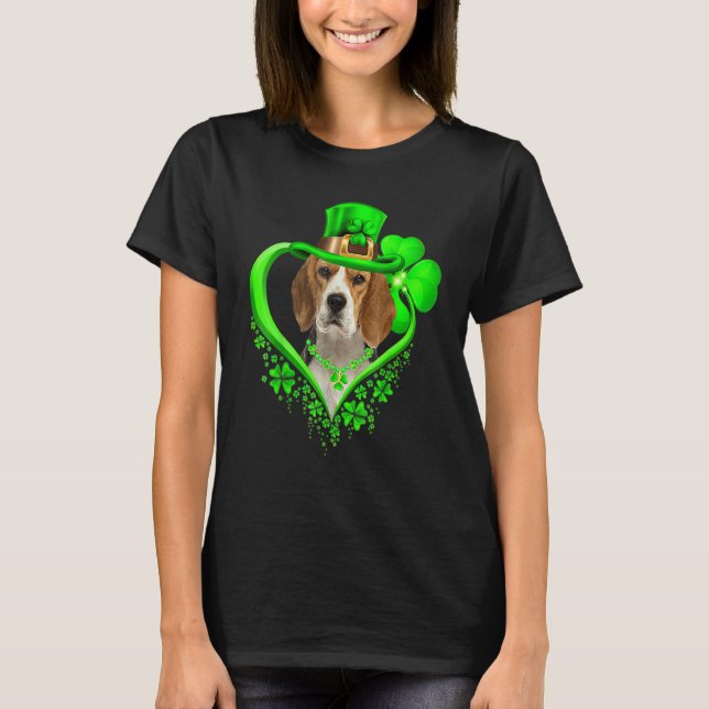 T-shirt Beagle Dog St Patricks Day Lover Irish Shamrock (Devant)