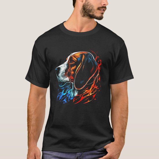 T-shirt Beagle Flames Cute Dog (Devant)