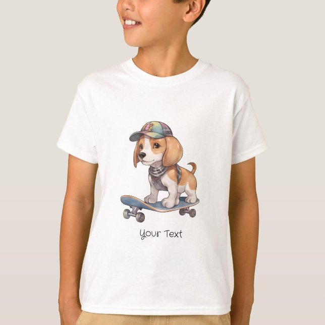 T-shirt Beagle Garçon Aquarelle (Devant)