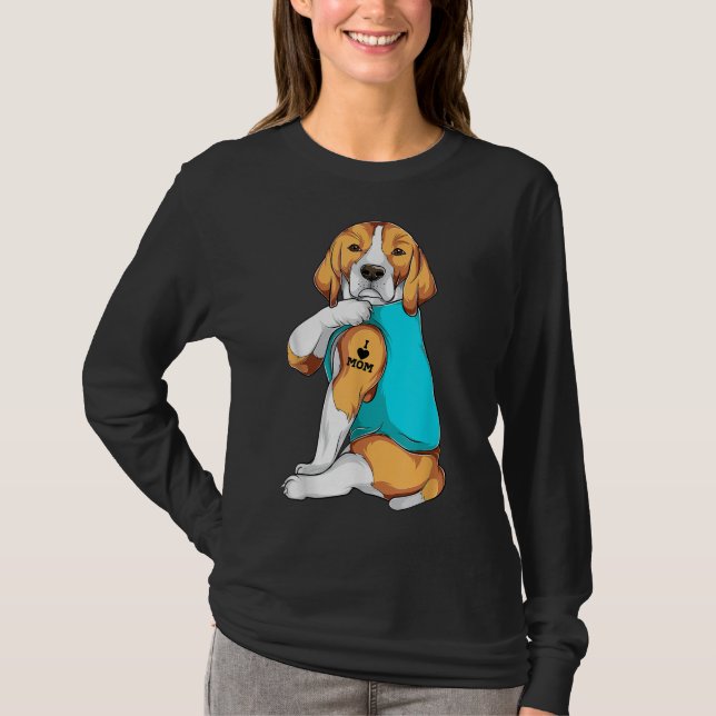 T-shirt Beagle I Love Maman Vêtements, Chien Maman Dons FE (Devant)