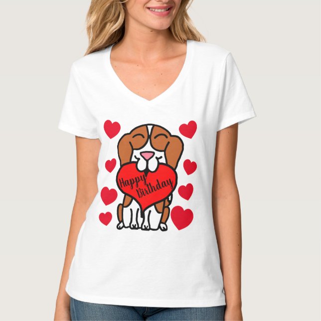 T-shirt Beagle Joyeux Amoureux des chiens d'anniversaire (Devant)