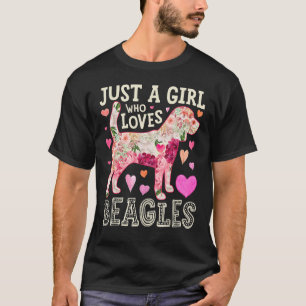 T-shirt Beagle Juste Une Fille Qui Aime Beagle Fleur Chien