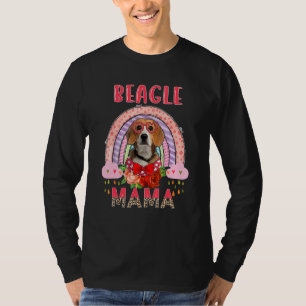 T-shirt Beagle Mama mignonne Arc-en-ciel Fleurs de chien e
