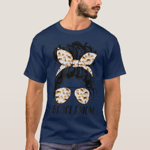 T-shirt Beagle Maman Messy Bun Cheveux Chien Mama Propriét