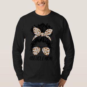 T-shirt Beagle Maman Messy Bun Cheveux Chien Mama Propriét