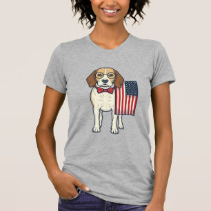 T-shirt Beagle patriotique avec drapeau vintage vector art
