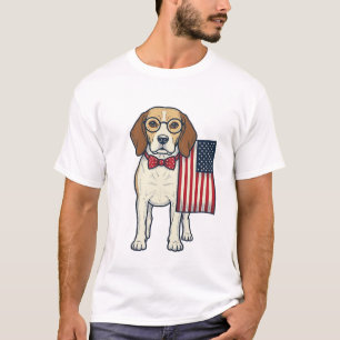 T-shirt Beagle patriotique avec drapeau vintage vector art