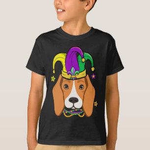 T-shirt Beagle Porter le visage Mardi Gras perles Jester C