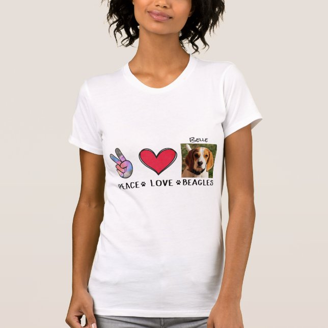 T-shirt Beagles Amoureux de les chiens Peace Love (Devant)