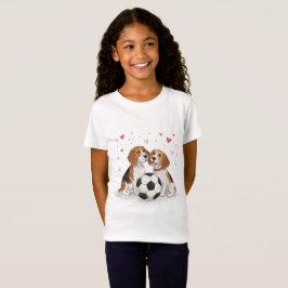 T-Shirt Beagles  with soccer ball for Valentine's Day