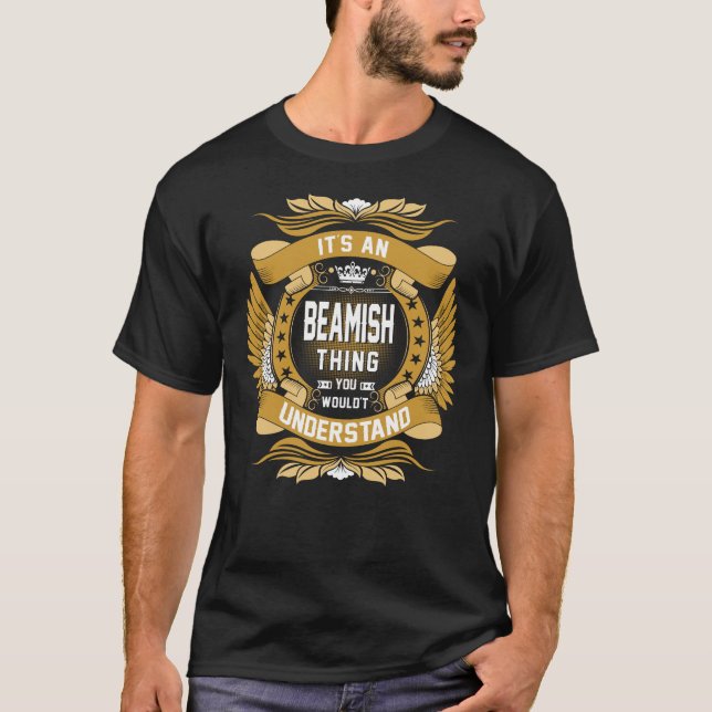 T-shirt BEAMISH Nom, BEAMISH nom de famille crête (Devant)