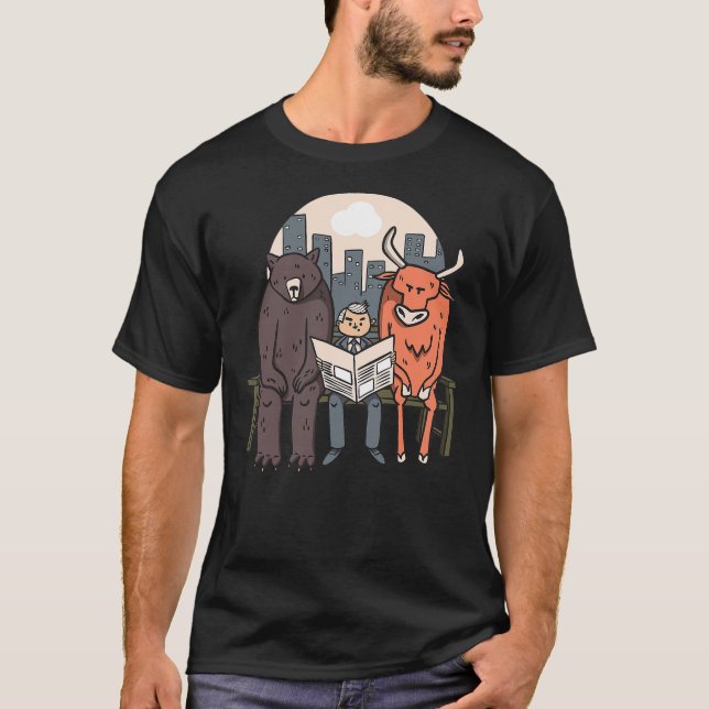 T-shirt Bear And Bull Stock Market Trader (Devant)