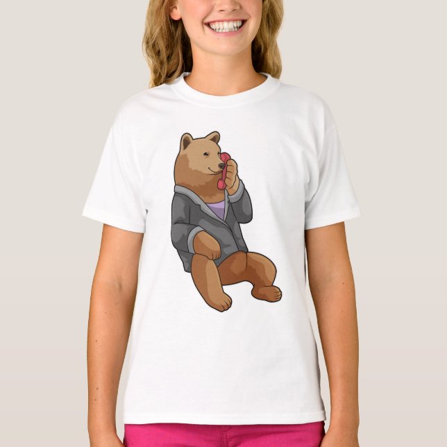 T-shirt Bear as Secretary with Phone (Devant)