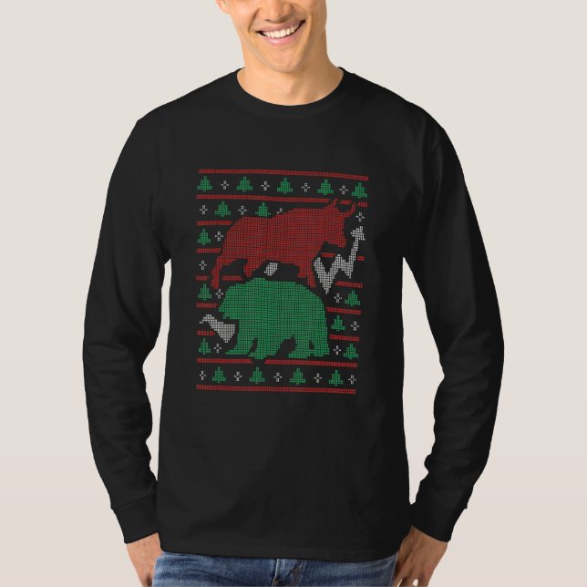 T-shirt Bear Bull Trading Market Pompe Et Sauter Laide Chr (Devant)