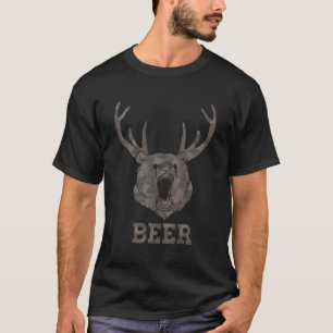 T-shirt Bear Deer Antlers Bière Boire Chasse Camg