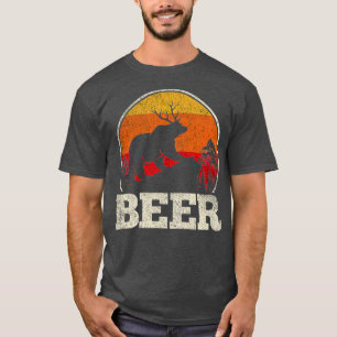 T-shirt Bear Deer Antlers Funny Craft Bière Retro Graphism