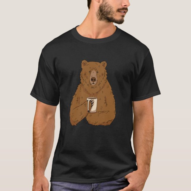 T-shirt Bear Drinking Coffee Grumpy Bear Drink Coffee Caff (Devant)