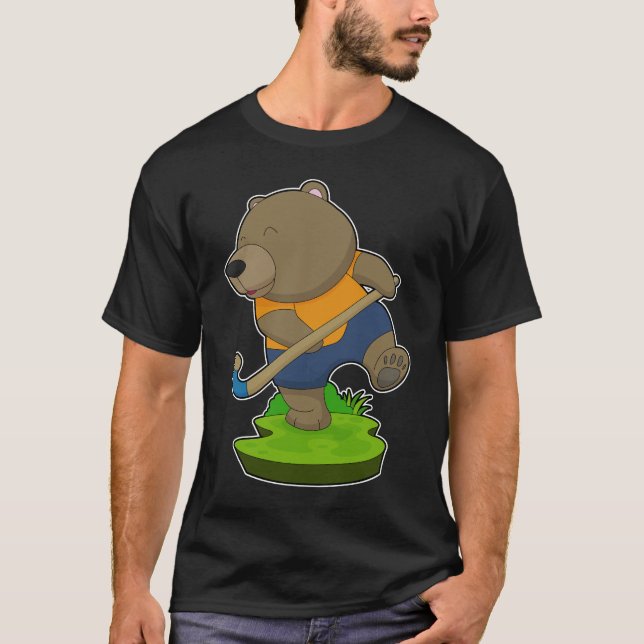 T-shirt Bear Field hockey Hockey stick (Devant)