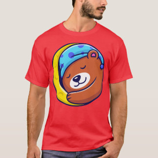 T-shirt Bear Mignonne Dormir Sur La Lune1