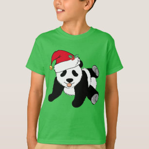 T-shirt Bear Panda de Noël mignonne à Santa Hat Enfants 