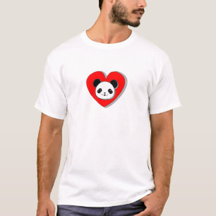 T-shirt Bear Panda Et Dessin De Coeur Rouge