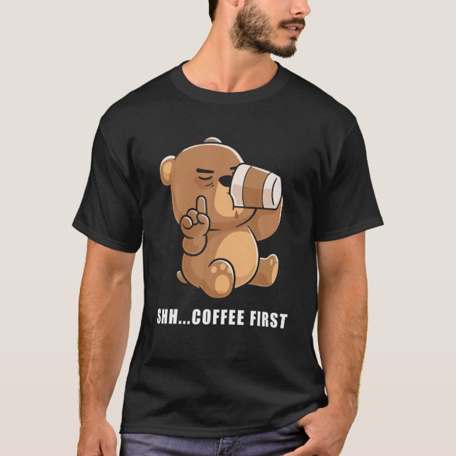 T-shirt Bear Shh café premier T Chemise (Devant)