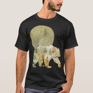T-shirt Bear Walking in Woods Moon Peint Forêt Faune