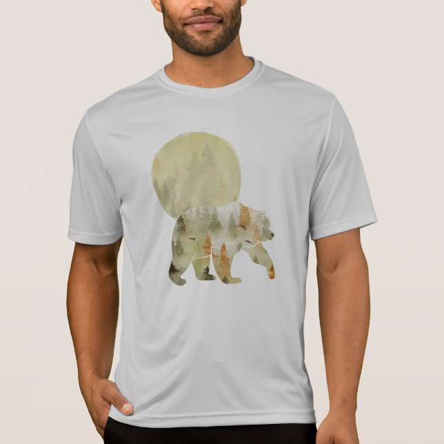 T-shirt Bear Walking in Woods Moon Peint Forêt Faune (Devant)
