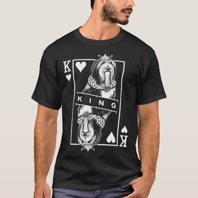 T-shirt Bearded Collie King Of Hearts Beardie Dog  Pop (Devant)