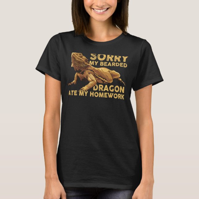 T-shirt Bearded Dragon School My Bearded Dragon Ate My Hom (Devant)