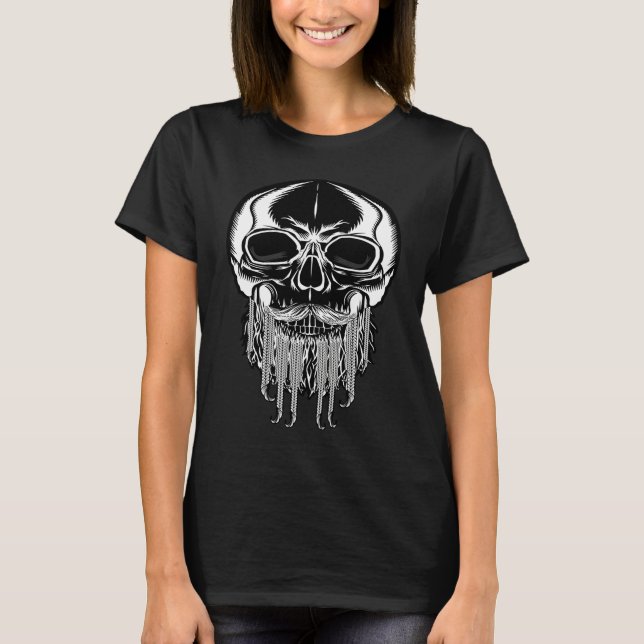T-shirt Bearded Skull  Skeleton Beard  Viking  Pirate  1 (Devant)