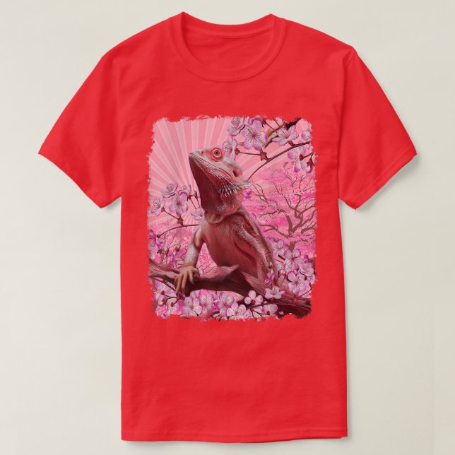 T-shirt Bearé Dragon esthétique rose Sakura Cherry Blosso (Design devant)