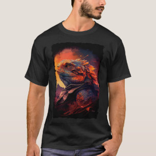 T-shirt Beared Dragon montagnes sunset lizard retro les an