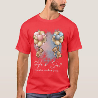 T-shirt Bears Balloons Grandma Can Bearly Wait Gender Reve