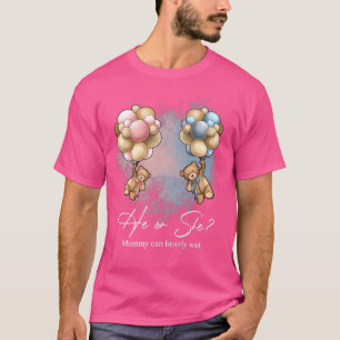 T-shirt Bears Balloons Maman peut attendre avant la révéla